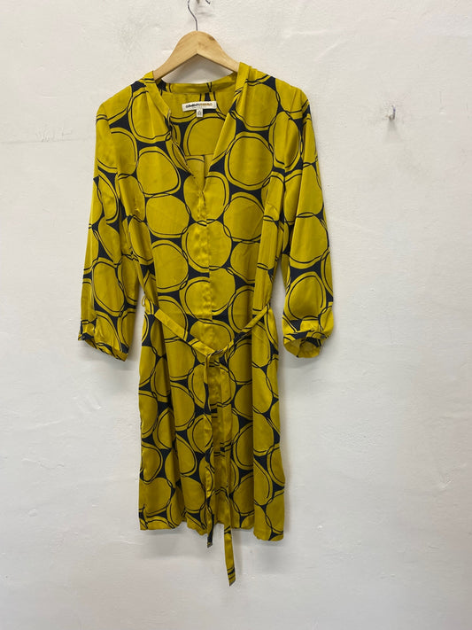 Gorgeous Clements Ribeiro Shirt Dress uk16 Yellow & Navy Swirls