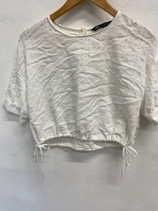 Gorgeous Zara Top S White side tie summer CP002