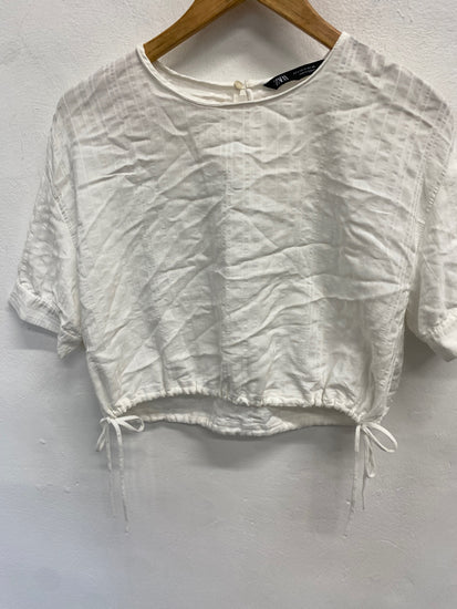 Gorgeous Zara Top S White side tie summer CP002