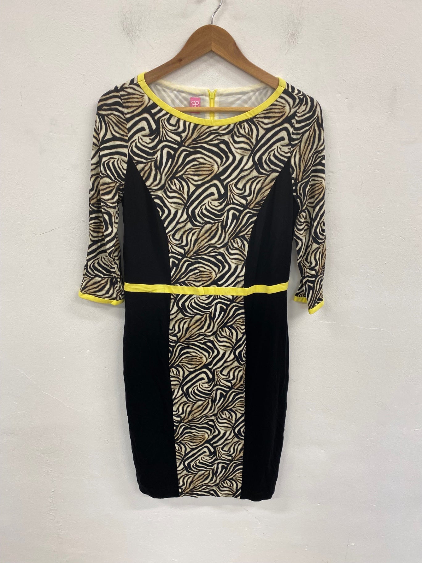 Stunning Basler Midi Dress UK 16 Black & Beige Animal Print KM001