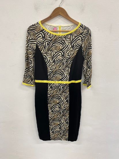 Stunning Basler Midi Dress UK 16 Black & Beige Animal Print KM001