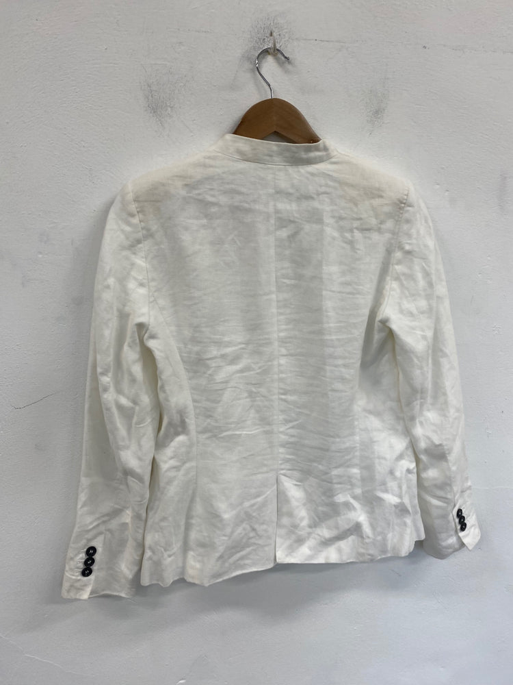 Gorgeous Zara Basic Blazer UK S Ivory Linen summer classic CP002