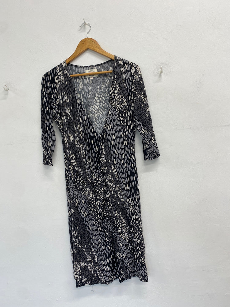 Gorgeous Avoca origin Midi Dress UK 14 Black and beige pattern Summer KM001