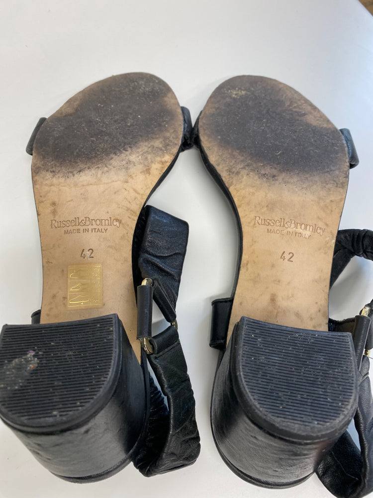 Gorgeous Russell & Bromley Sandals UK 8 Black Leather mid block heels DF001