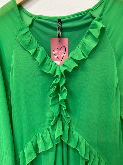 Gorgeous Golden Days Paris Midi Dress XL Emerald Green Romantic floaty KM001