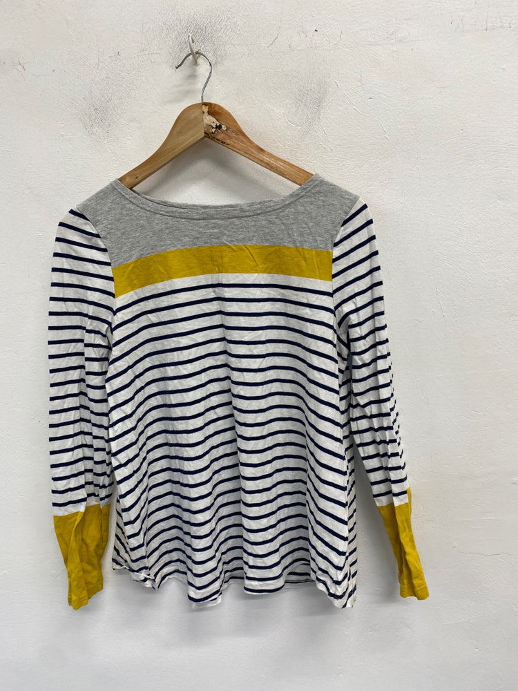 Stunning Joules Long Sleeve T-Shirt UK 16 Black striped yellow spring summer KM001