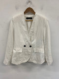 Gorgeous Zara Basic Blazer UK S Ivory Linen summer classic CP002