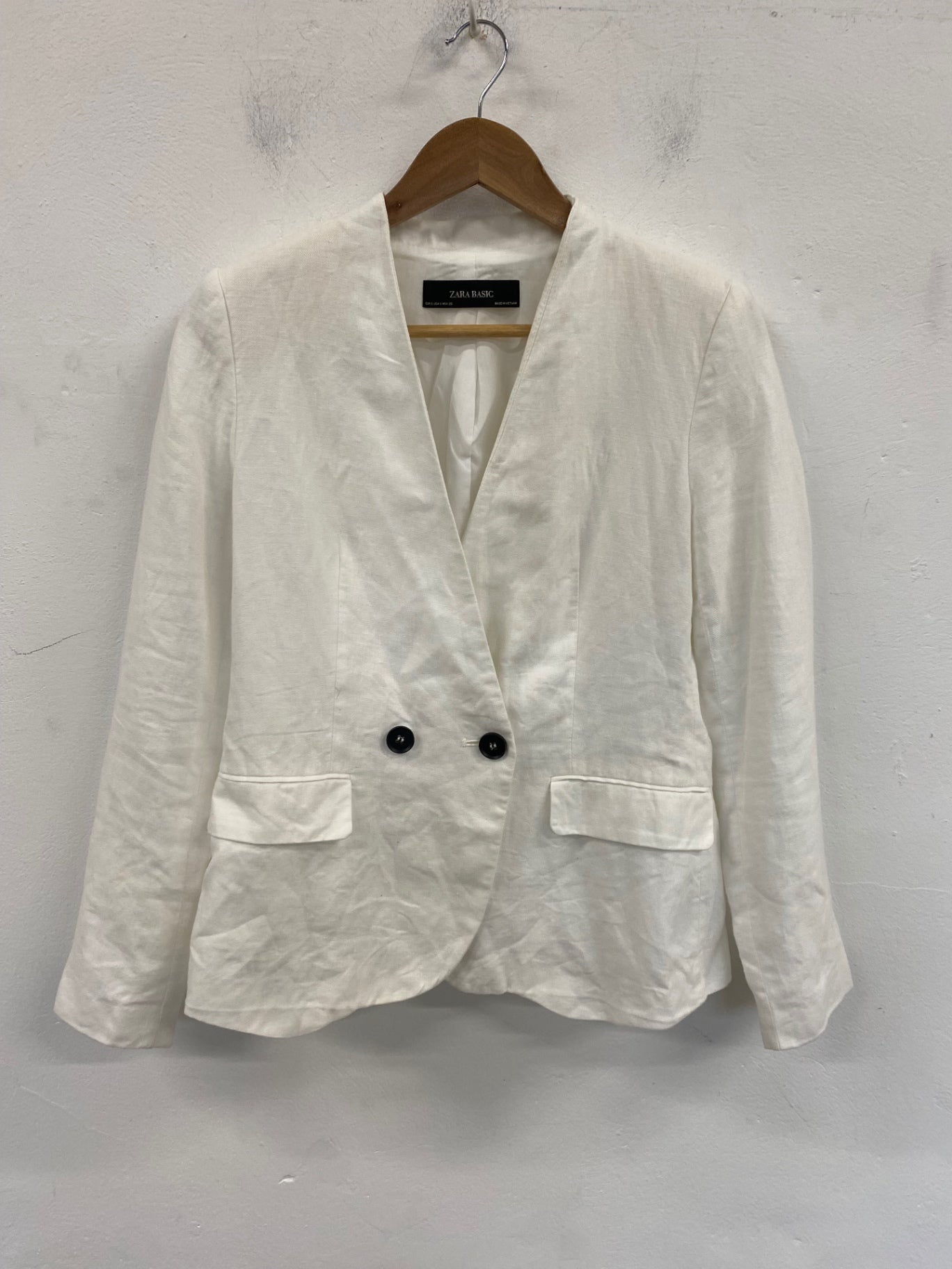 Gorgeous Zara Basic Blazer UK S Ivory Linen summer classic CP002