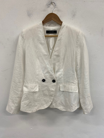 Gorgeous Zara Basic Blazer UK S Ivory Linen summer classic CP002