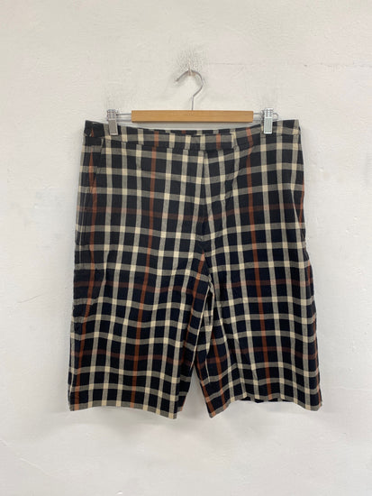 Stunning Daks London Shorts UK 18 Black & Beige Check KM001