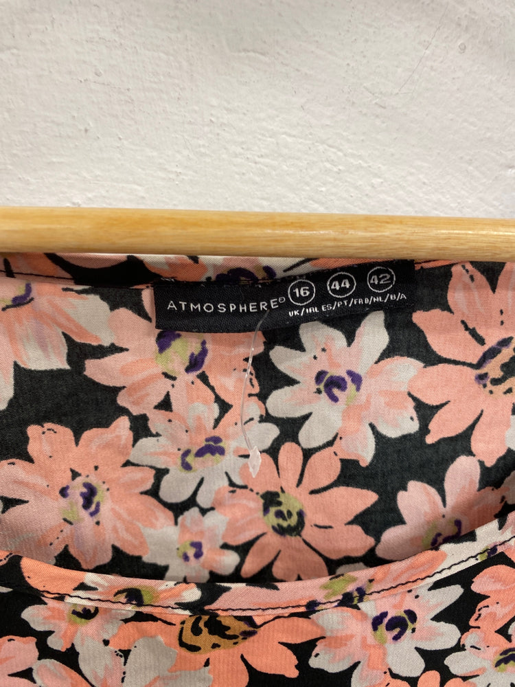 Stunning Atmosphere Camisole UK 16 Black & Peach Floral Pattern KM001