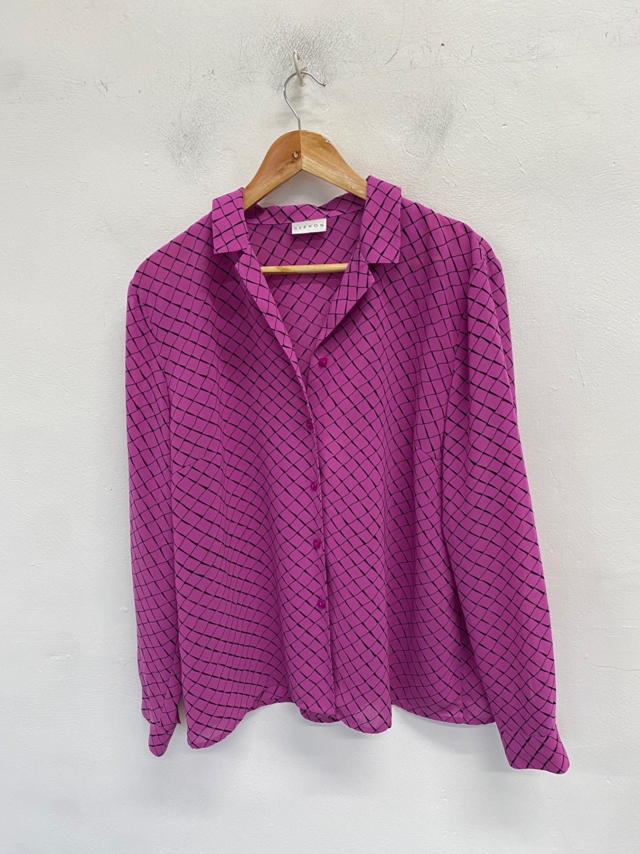 Gorgeous ALEXON Blouse UK 18 Magenta squared summery KM001