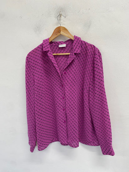 Gorgeous ALEXON Blouse UK 18 Magenta squared summery KM001