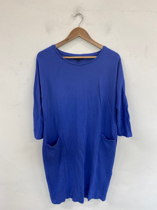 Gorgeous Jaeger Midi Jersey Dress Size L Blue KM001