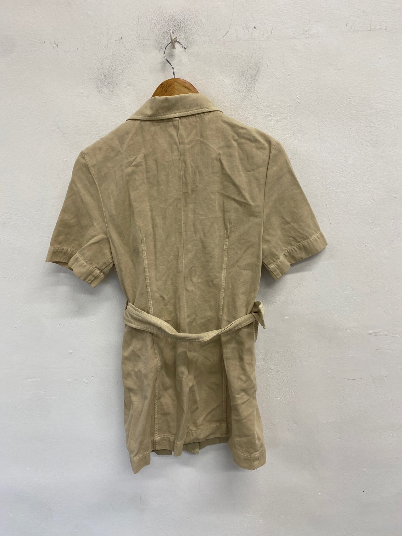 Gorgeous Bershka Dress S Beige button up belted safari dress CP002