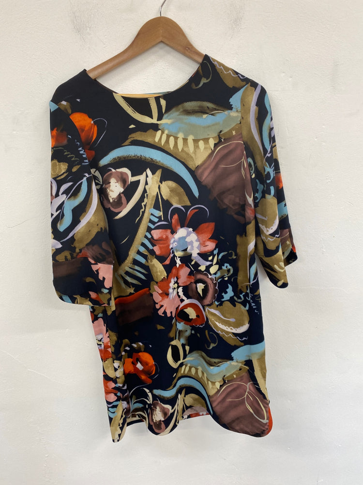 Gorgeous Marks & Spencers Midi Dress UK 14 Navy Mix Artsy Print KM001