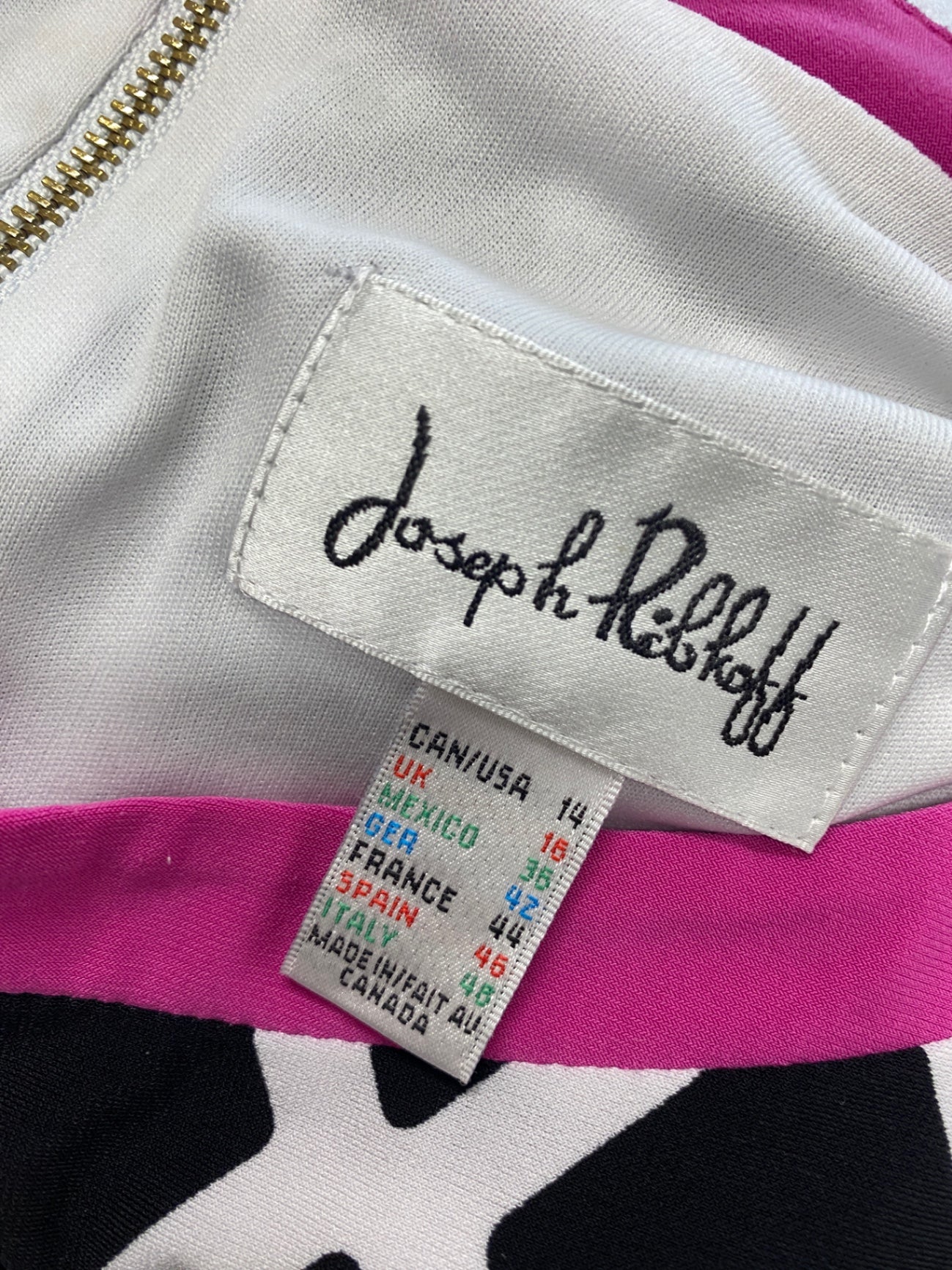 Gorgeous Joseph Ribkoff Dress UK 16 Black, White and Pink Checked midi KM001