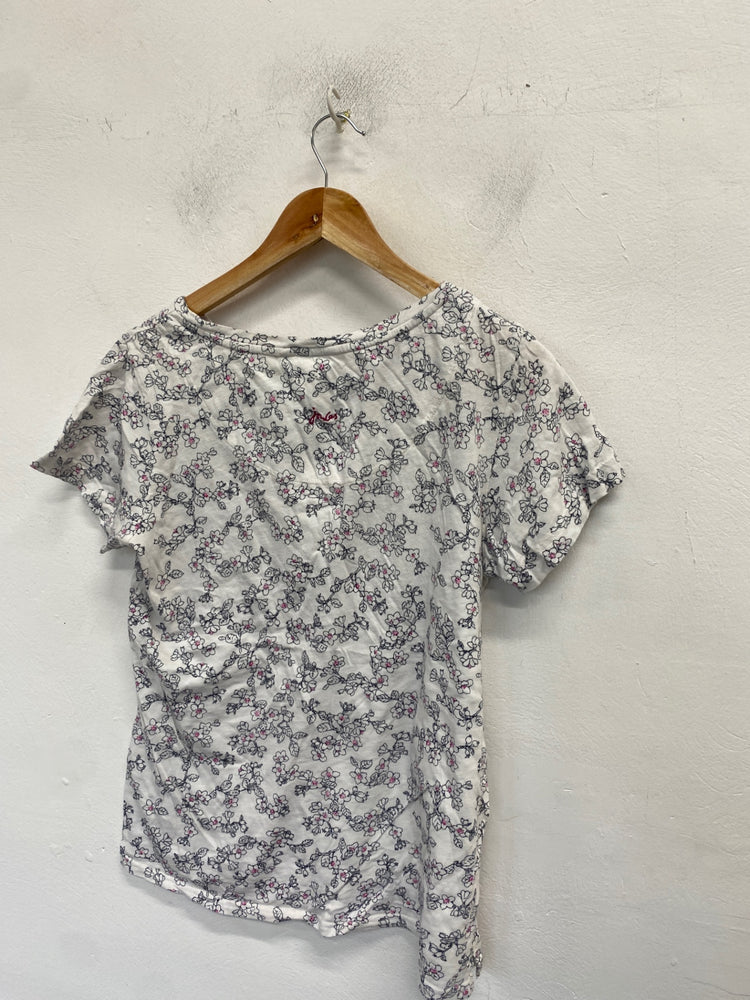 Stunning Joules T-Shirt UK 14 White with a floral pattern spring summer boho KM001
