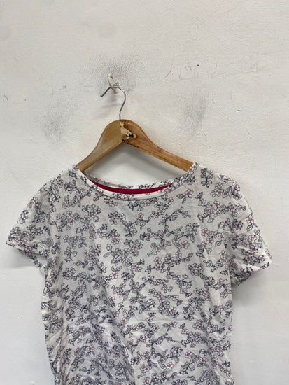 Stunning Joules T-Shirt UK 14 White with a floral pattern spring summer boho KM001