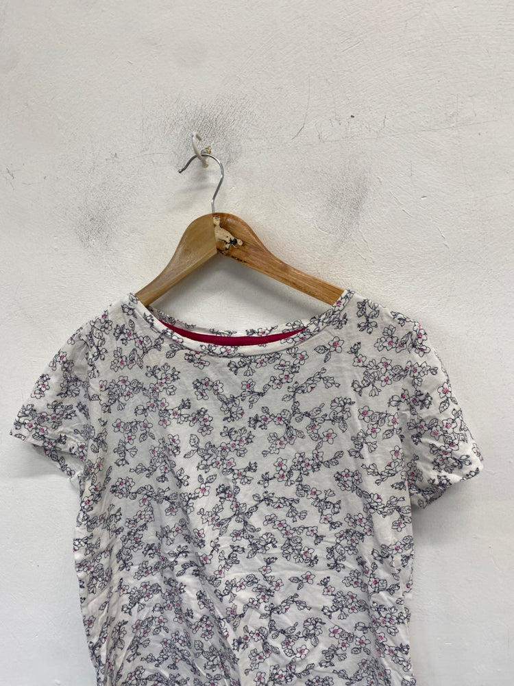 Stunning Joules T-Shirt UK 14 White with a floral pattern spring summer boho KM001