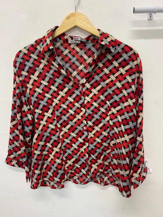 Gorgeous JAIPUR Classic blouse UKXL Red geometric pattern KM001