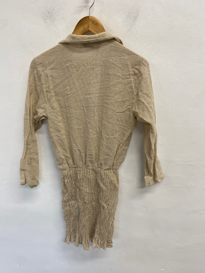 Gorgeous Zara Dress Uk s Beige linen summer CP002