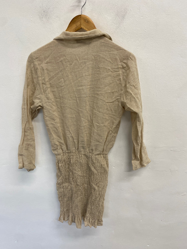 Gorgeous Zara Dress Uk s Beige linen summer CP002