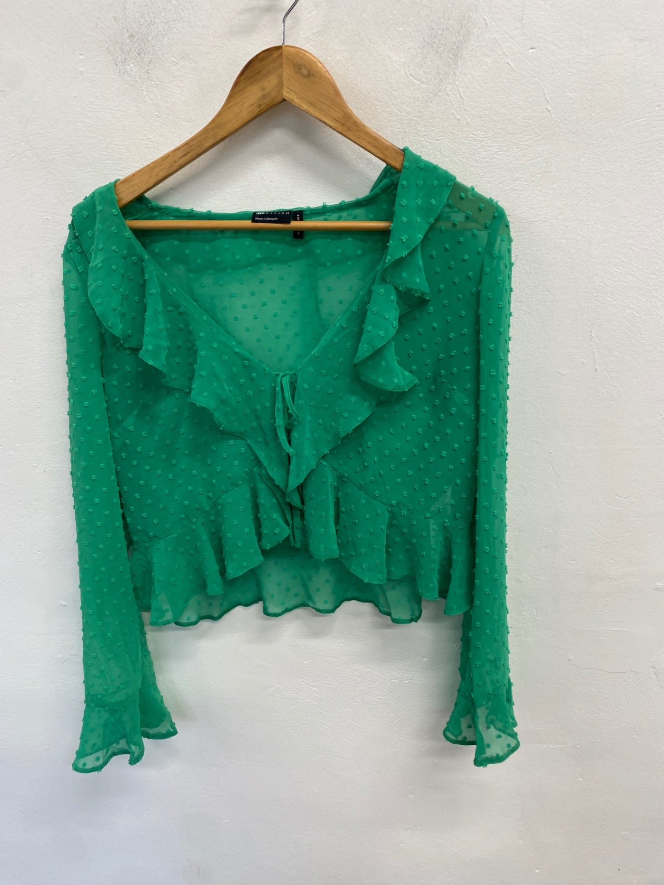 Gorgeous Asos Design Blouse spotted Uk 12 Green boho CP002