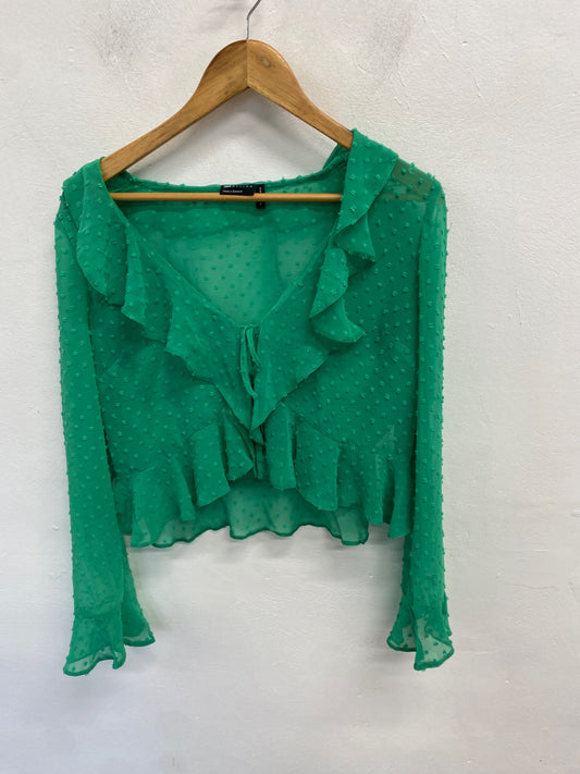 Gorgeous Asos Design Blouse spotted Uk 12 Green boho CP002