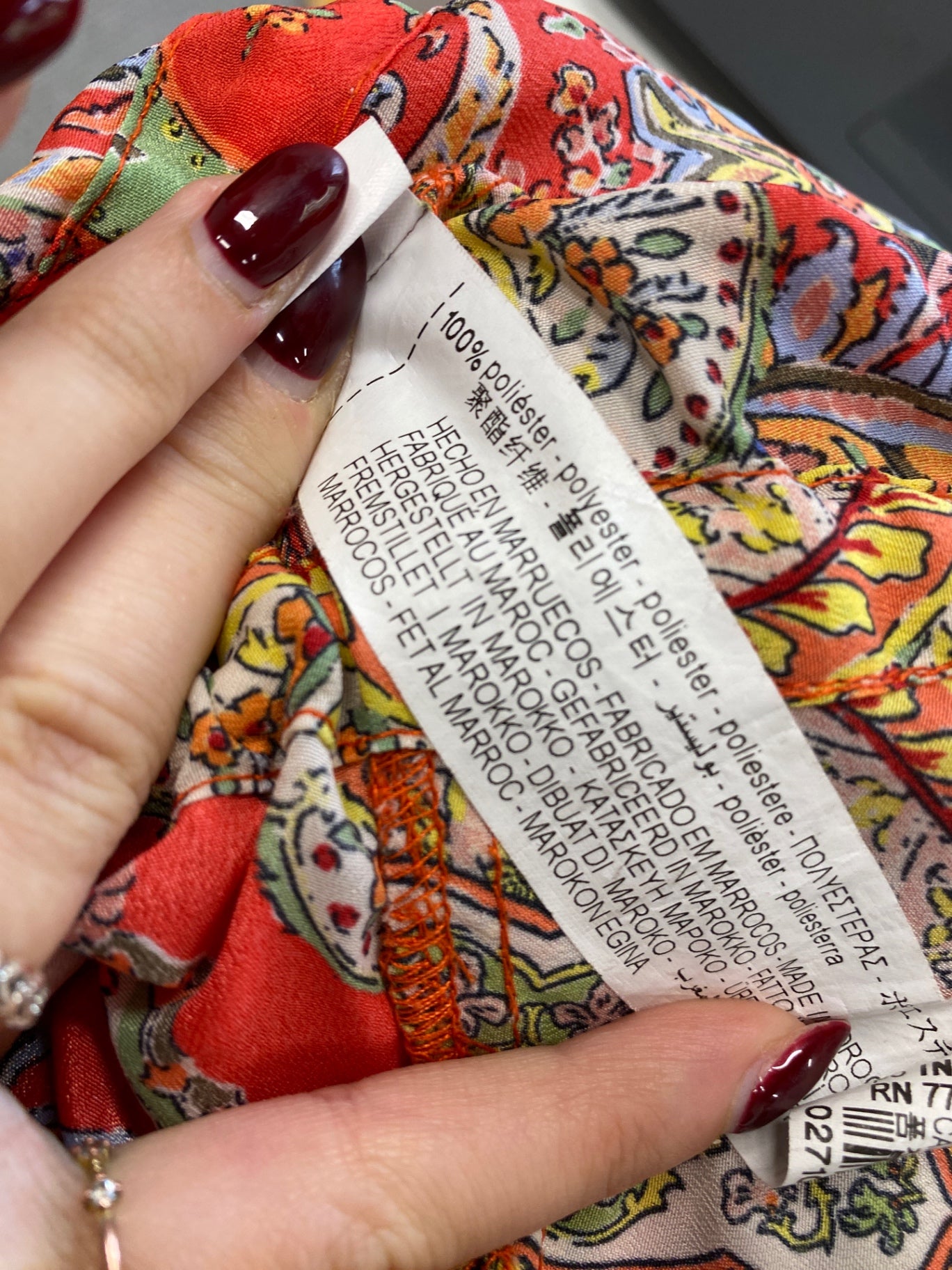 Gorgeous ZARA Blouse L Red with multicolor paisley print summer festival DF001