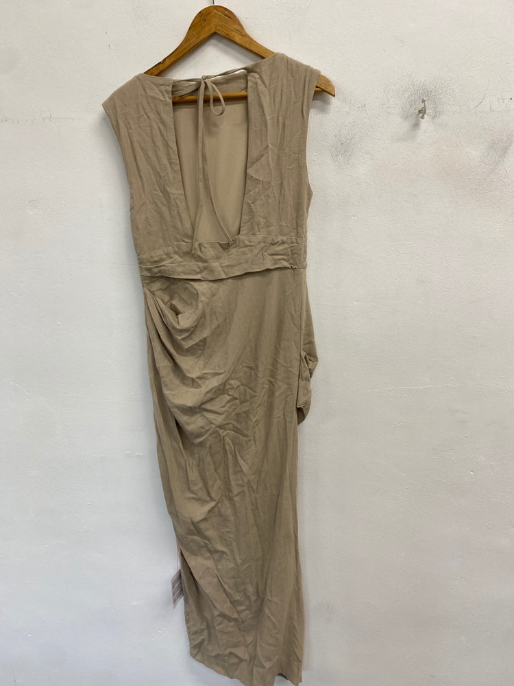Gorgeous Asos Design Dress UK 10 Beige linen summer CP002