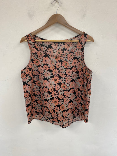 Stunning Atmosphere Camisole UK 16 Black & Peach Floral Pattern KM001