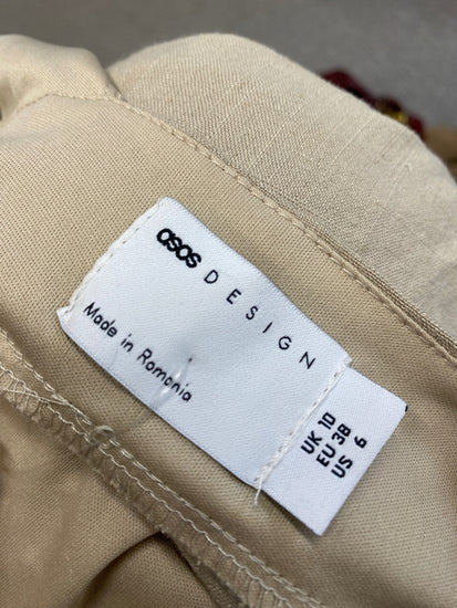 Gorgeous Asos Design Dress UK 10 Beige linen summer CP002