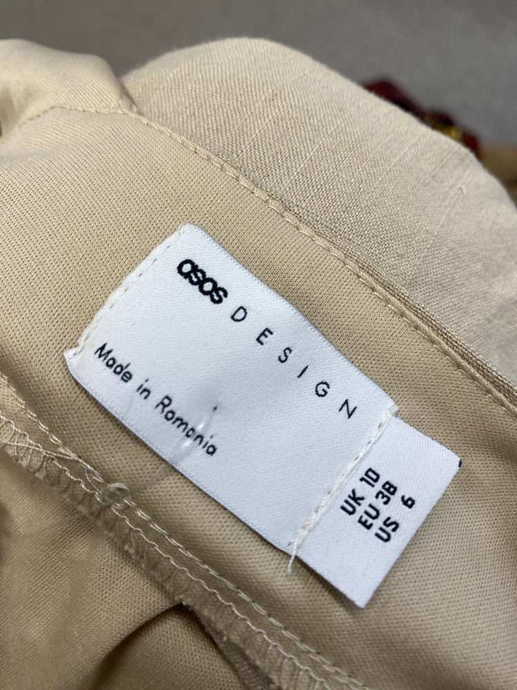 Gorgeous Asos Design Dress UK 10 Beige linen summer CP002