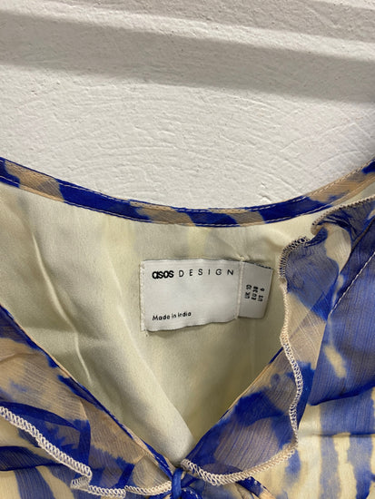 Gorgeous asos design Blouse UK 10 Blue and beige zebra festival Ibiza CP002