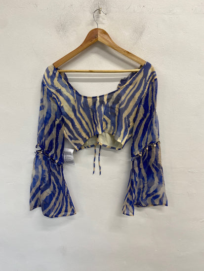 Gorgeous asos design Blouse UK 10 Blue and beige zebra festival Ibiza CP002