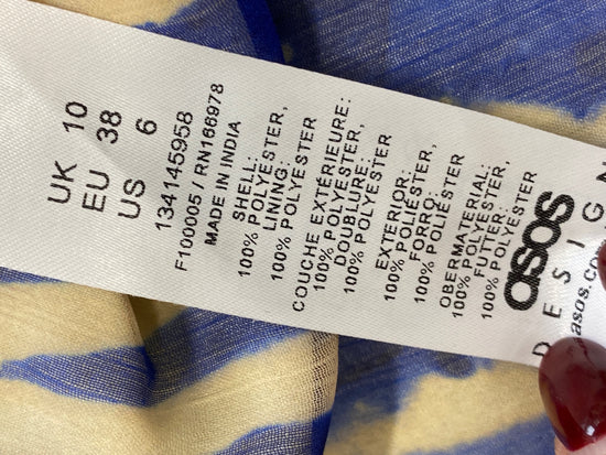 Gorgeous asos design Blouse UK 10 Blue and beige zebra festival Ibiza CP002