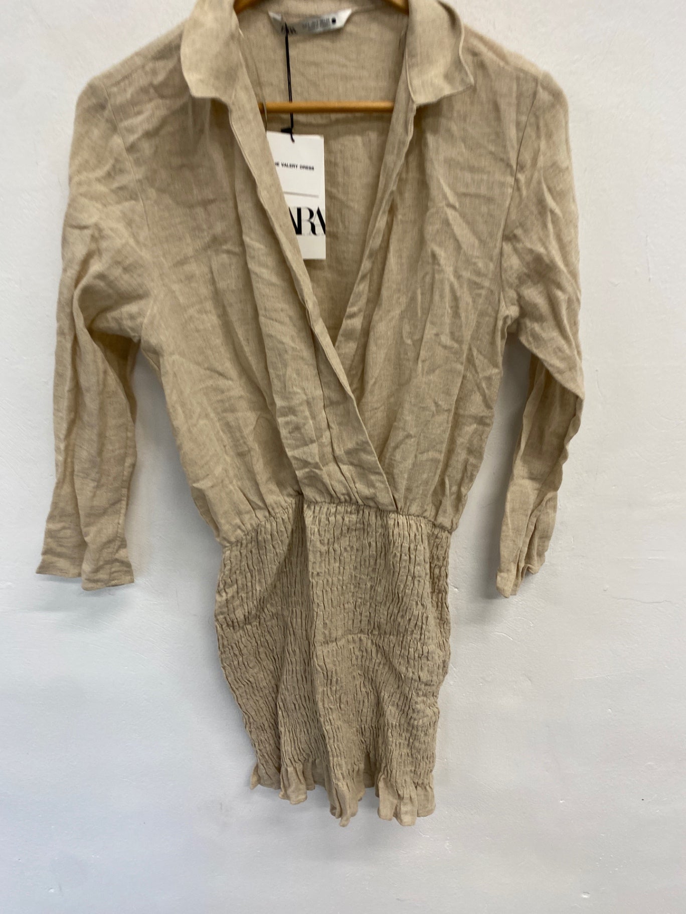 Gorgeous Zara Dress Uk s Beige linen summer CP002