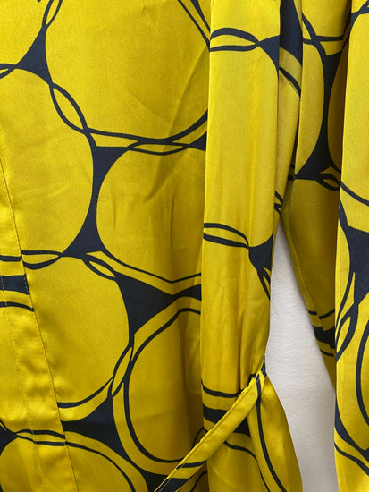 Gorgeous Clements Ribeiro Shirt Dress uk16 Yellow & Navy Swirls