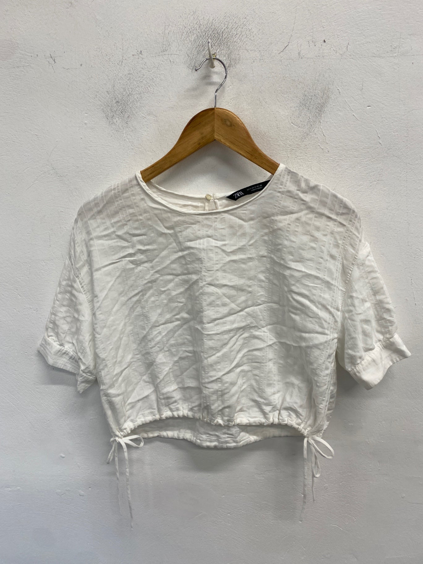 Gorgeous Zara Top S White side tie summer CP002