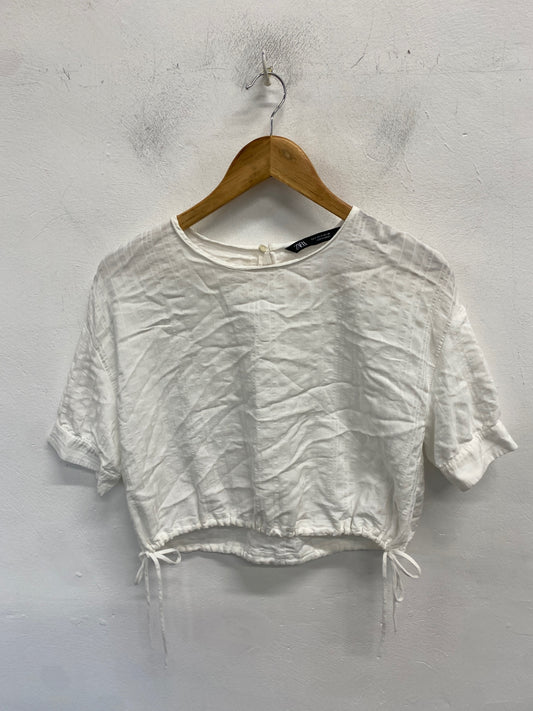 Gorgeous Zara Top S White side tie summer CP002