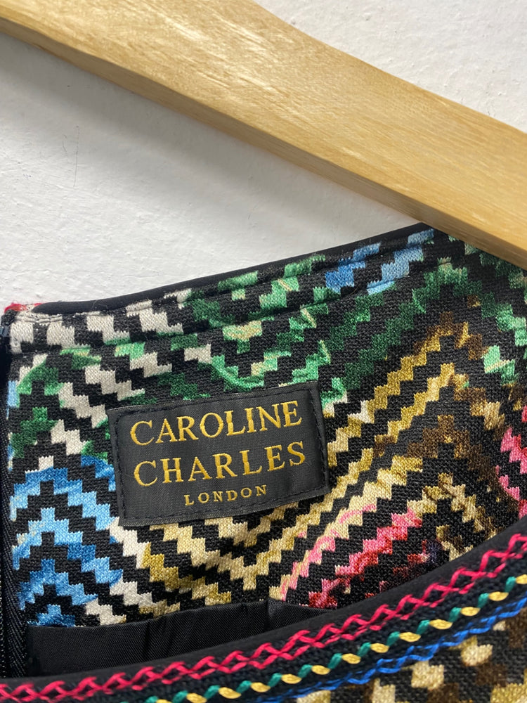 Gorgeous Caroline Charles Dress uk16 Multicolored classic shift occasion Party KM001