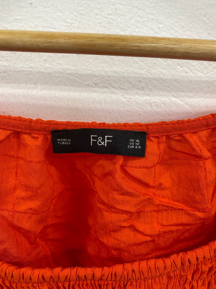Stunning F&F Boho Chic Blouse UK 16 Orange KM001
