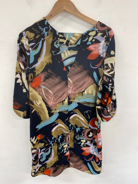 Gorgeous Marks & Spencers Midi Dress UK 14 Navy Mix Artsy Print KM001