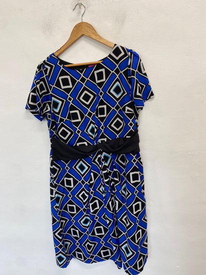 Gorgeous Arlene Phillips Dress UK 16 Blue, Black, White geometric