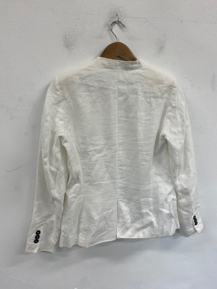 Gorgeous Zara Basic Blazer UK S Ivory Linen summer classic CP002