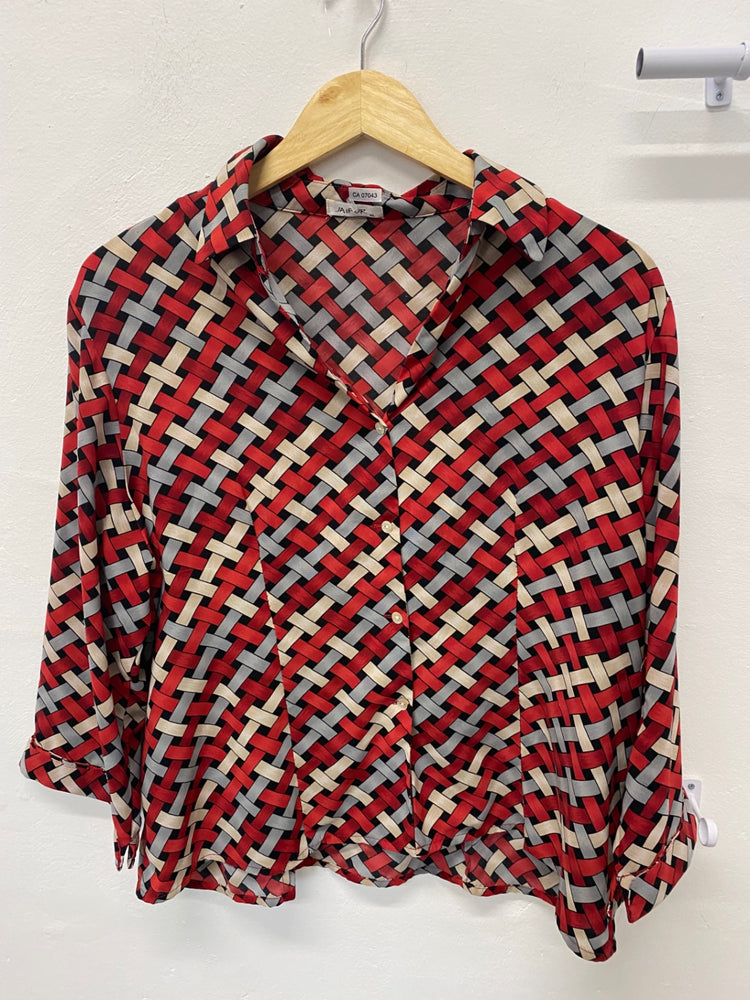 Gorgeous JAIPUR Classic blouse UKXL Red geometric pattern KM001