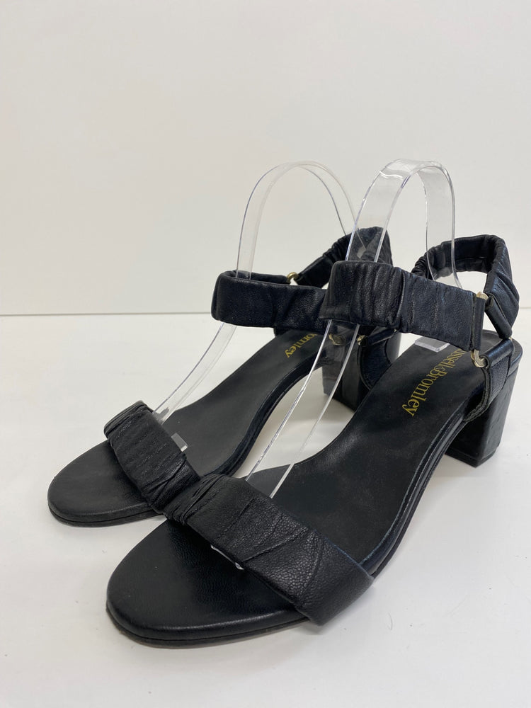 Gorgeous Russell & Bromley Sandals UK 8 Black Leather mid block heels DF001