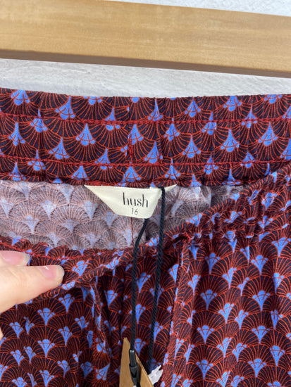  Hush Boho Chic Trousers UK 16 Navy & Red Vintage Geo Pattern KM001