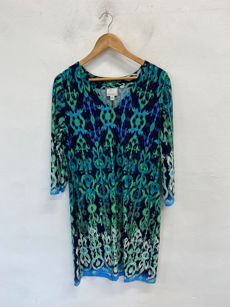 Gorgeous Donna Morgan Dress UK 14 Multicolor green blue geometric KM001